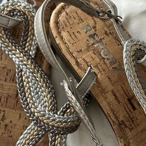 Report Metallic Braided Cork Sandals